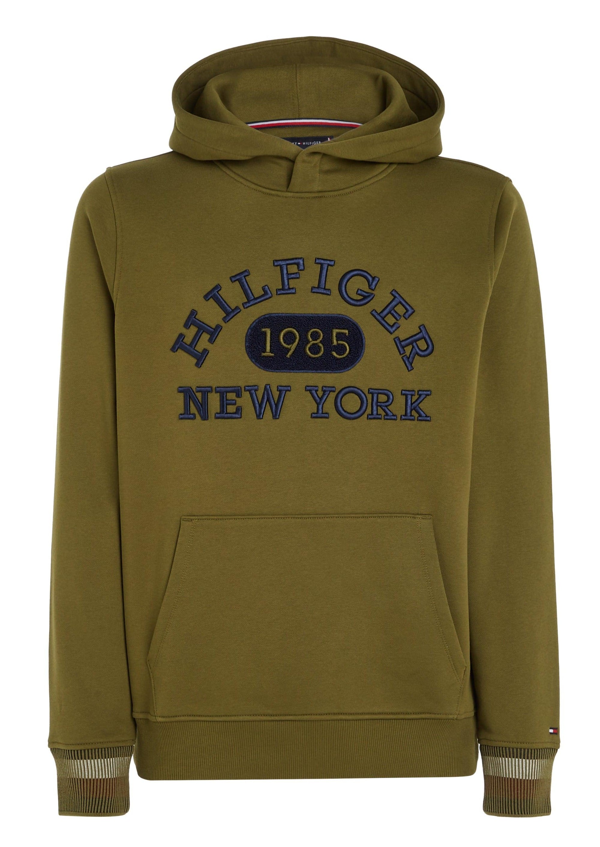 Sweat à capuche logo Tommy Hilfiger vert en coton bio - Georgespaul