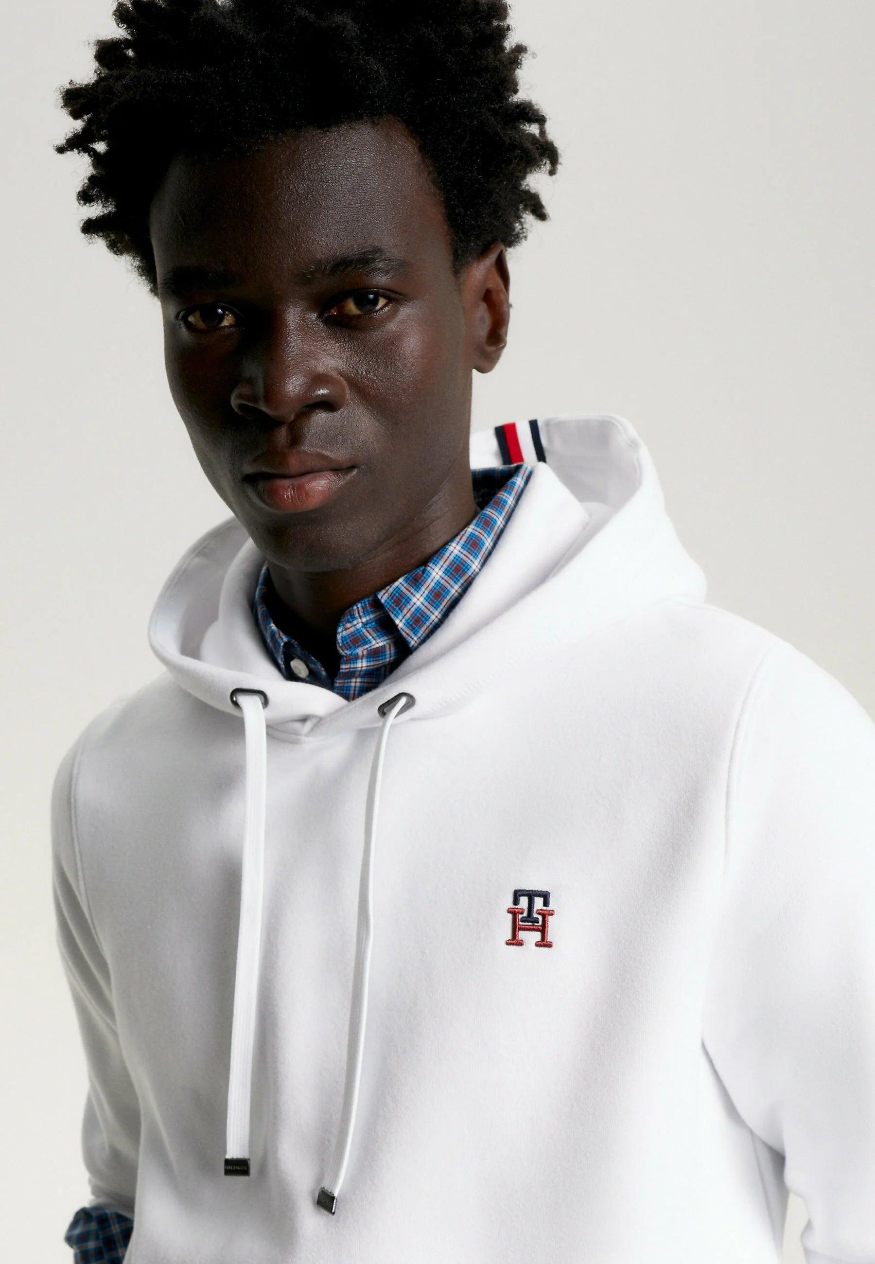 Sweat à capuche monogramme Tommy Hilfiger blanc en coton bio - Georgespaul