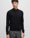 Pull demi zip BOSS noir en laine - Georgespaul