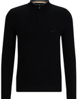 Pull demi zip BOSS noir en laine - Georgespaul