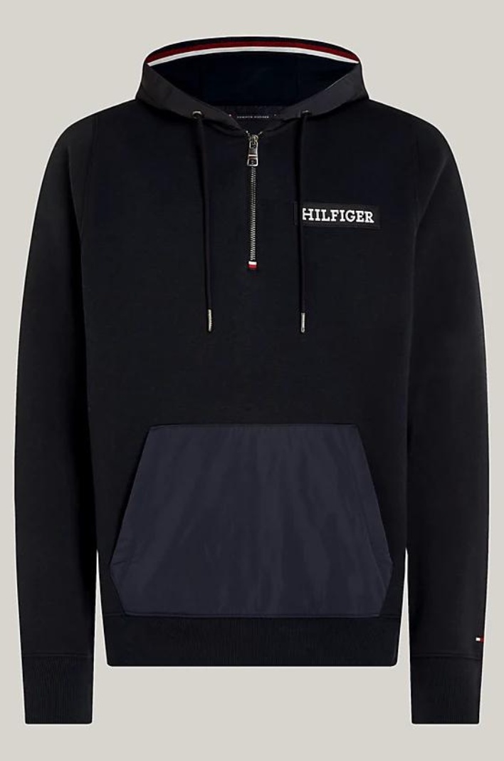 Sweat demi zip Tommy Hilfiger marine coton bio