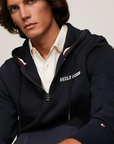 Sweat demi zip Tommy Hilfiger marine coton bio