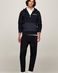 Sweat demi zip Tommy Hilfiger marine coton bio