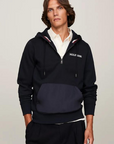 Sweat demi zip Tommy Hilfiger marine coton bio