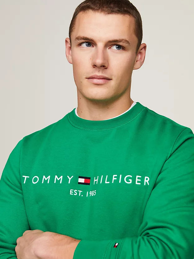 Sweat logo Tommy Hilfiger vert en coton bio | Georgespaul
