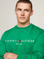 Charger l&#39;image dans la galerie, Sweat logo Tommy Hilfiger vert en coton bio | Georgespaul
