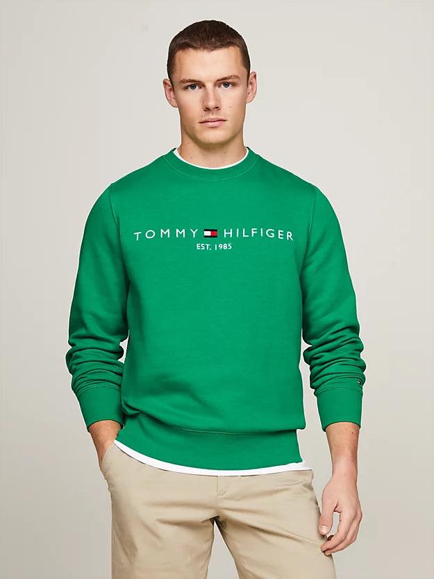 Sweat logo Tommy Hilfiger vert en coton bio - Georgespaul