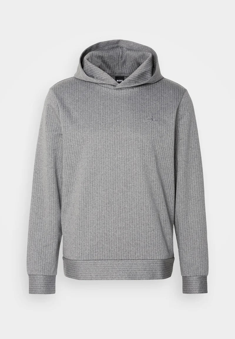 Sweat rayé à capuche BOSS gris pour homme | Georgespaul