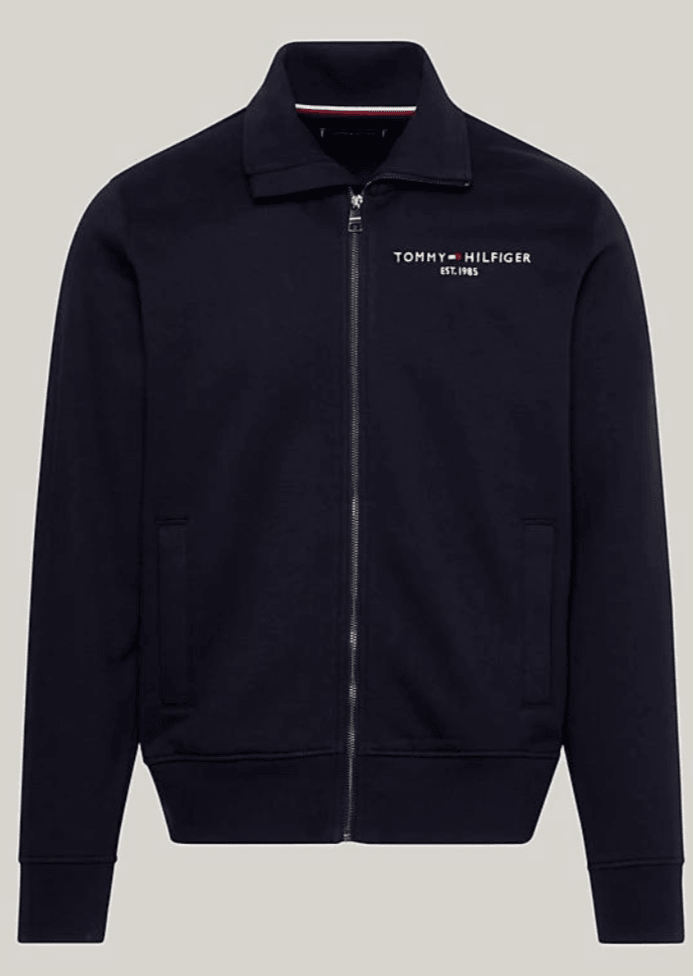 Sweat zippé Tommy Hilfiger marine en coton bio - Georgespaul