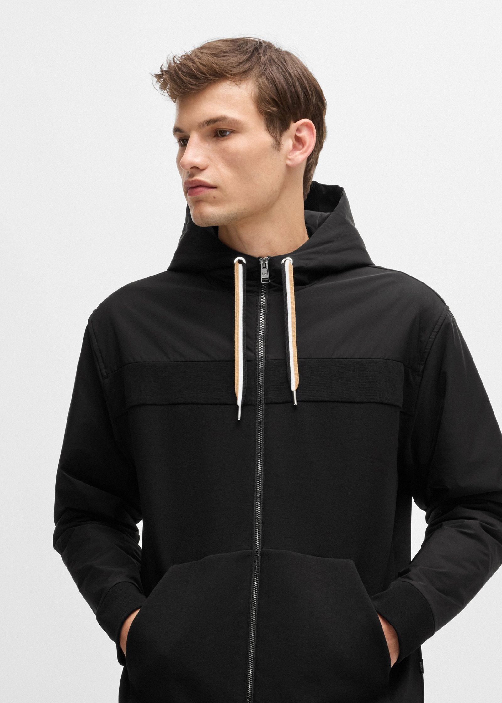 Sweat zippé à capuche BOSS noir | Georgespaul      