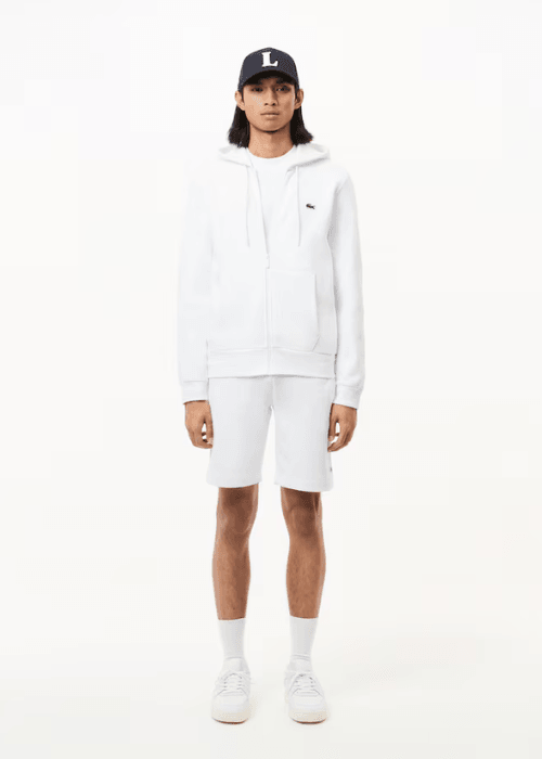 Sweat zippé à capuche Lacoste blanc - Georgespaul