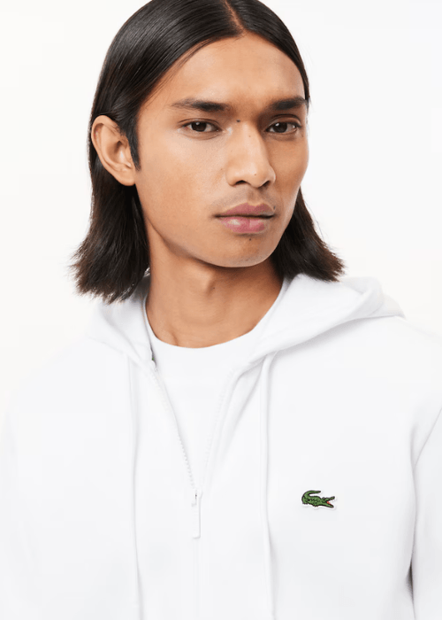 Sweat zippé à capuche Lacoste blanc - Georgespaul