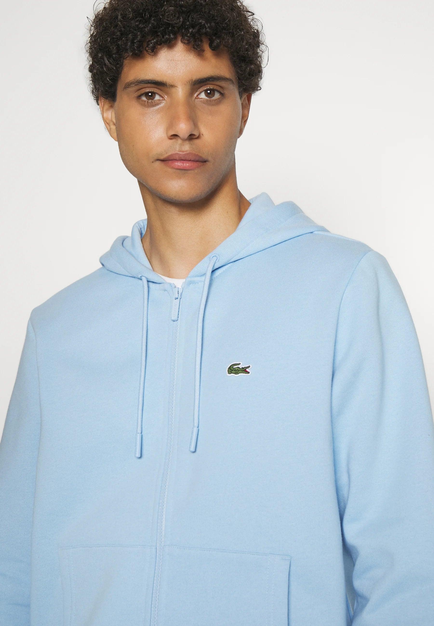 Sweat zippé à capuche Lacoste bleu clair - Georgespaul