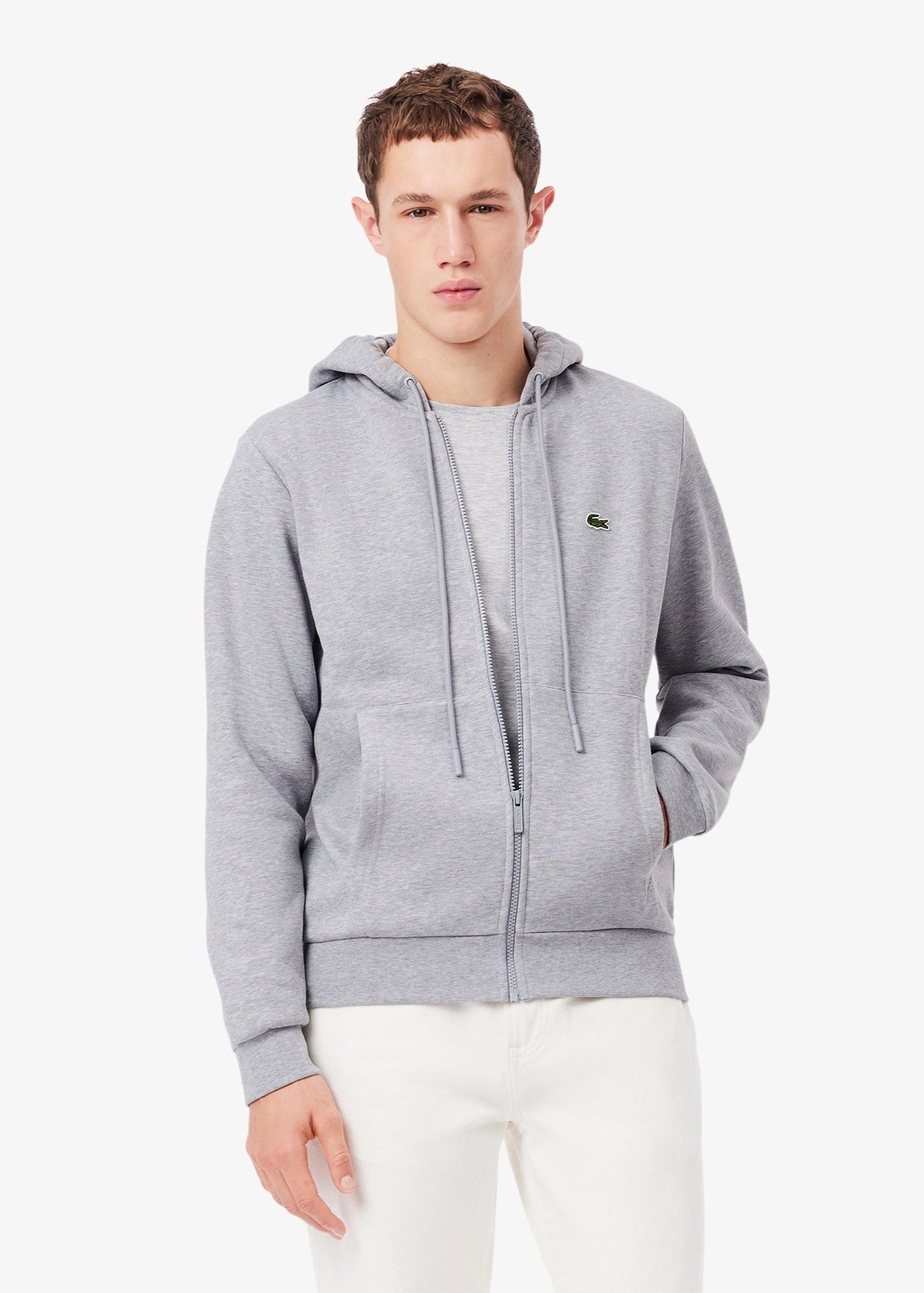 Sweat zippé à capuche homme Lacoste gris | Georgespaul