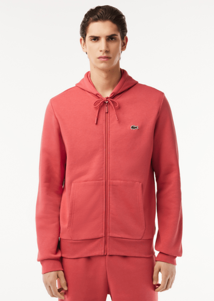 Sweat zippé à capuche Lacoste rouge - Georgespaul