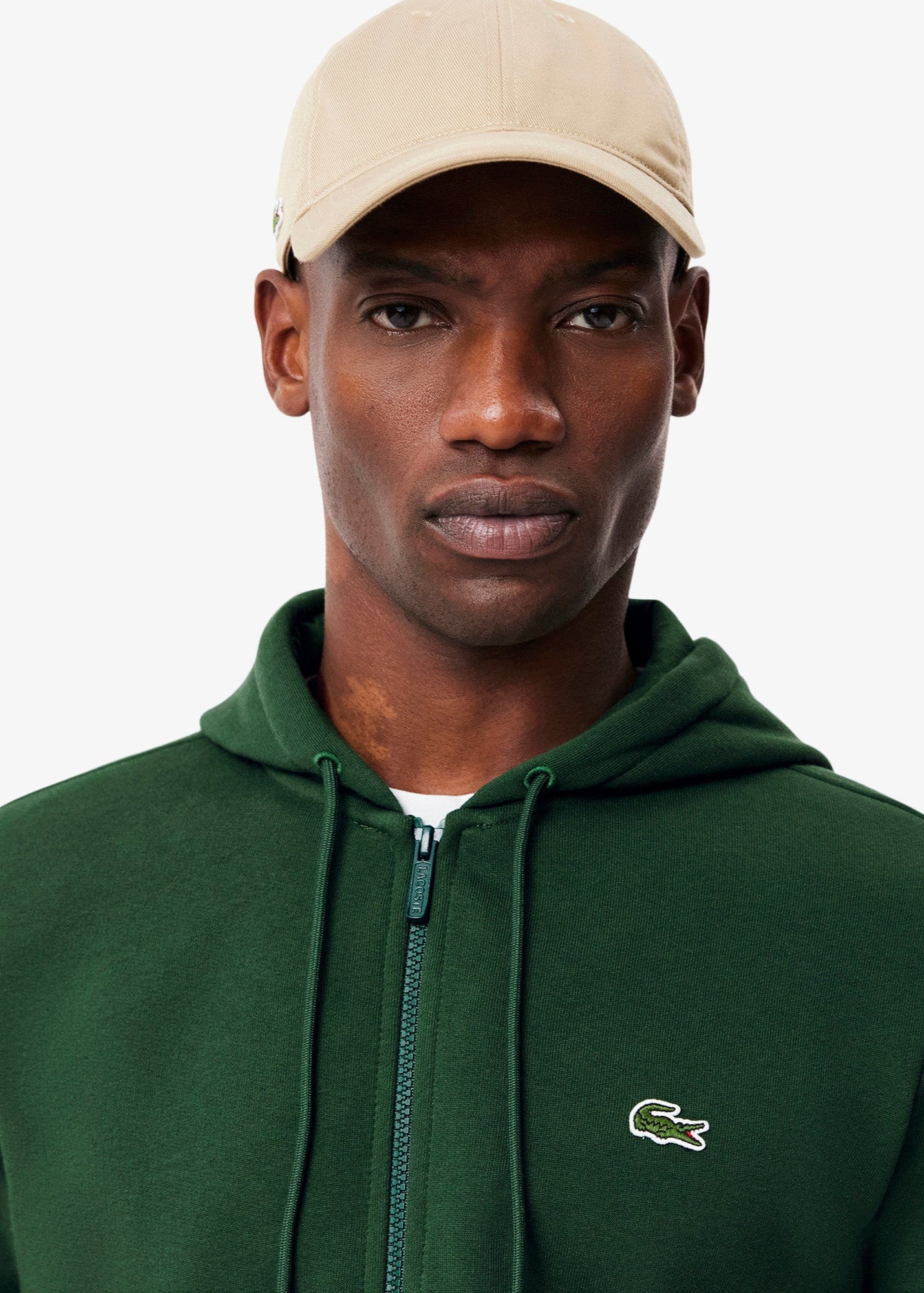 Sweat zippé à capuche homme Lacoste vert | Georgespaul