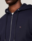 Sweat zippé à capuche Tommy Hilfiger marine coton bio - Georgespaul