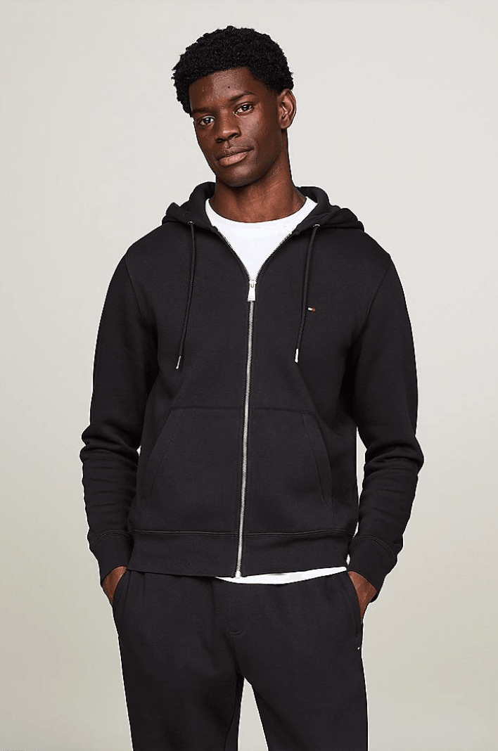 Sweat zippé à capuche Tommy Hilfiger noir - Georgespaul