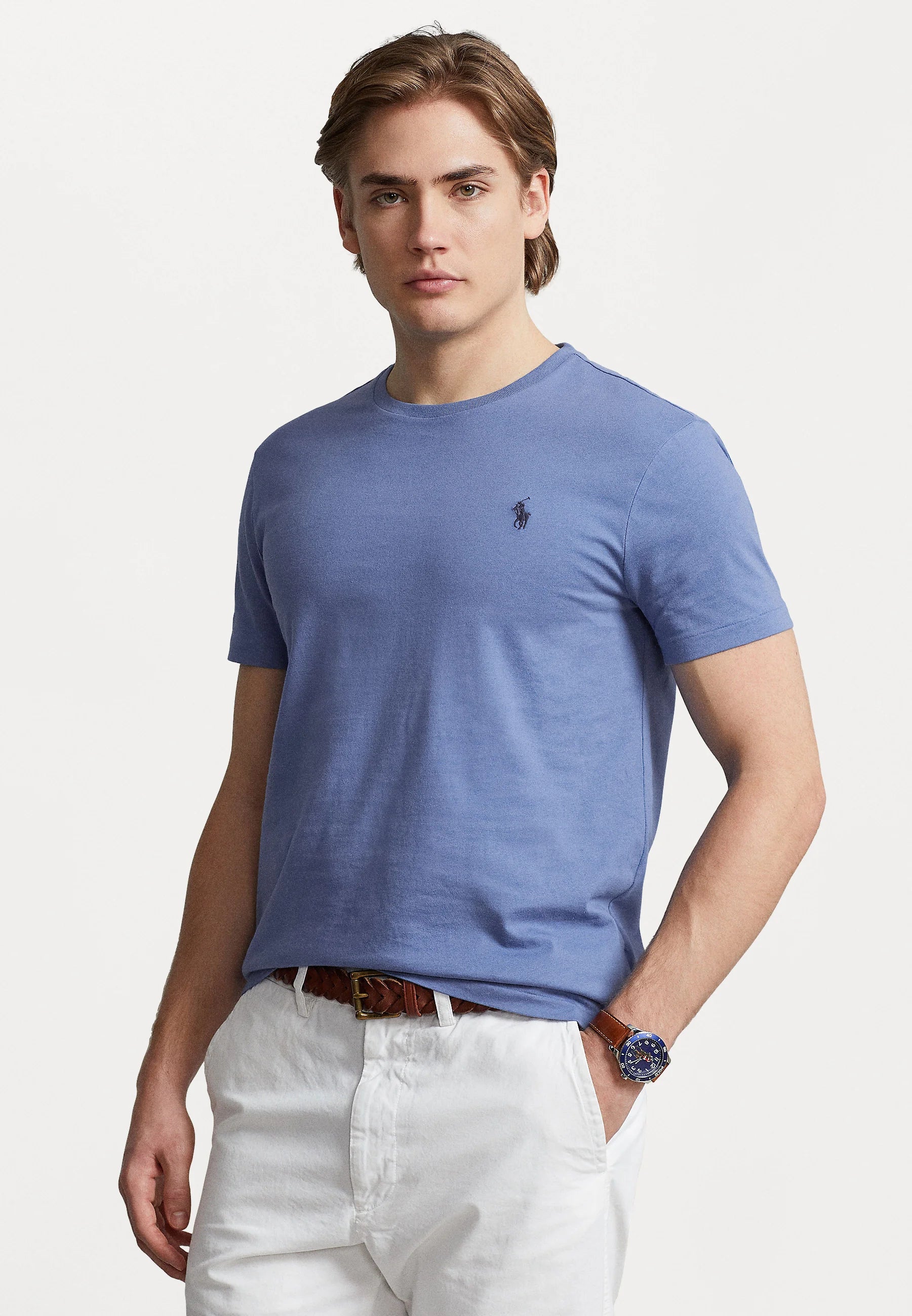 T-Shirt Ralph Lauren rouge logo bleu en coton Jersey pour homme - T