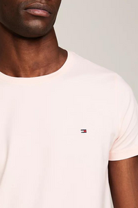 T-Shirt Tommy Hilfiger ajusté rose en coton bio stretch