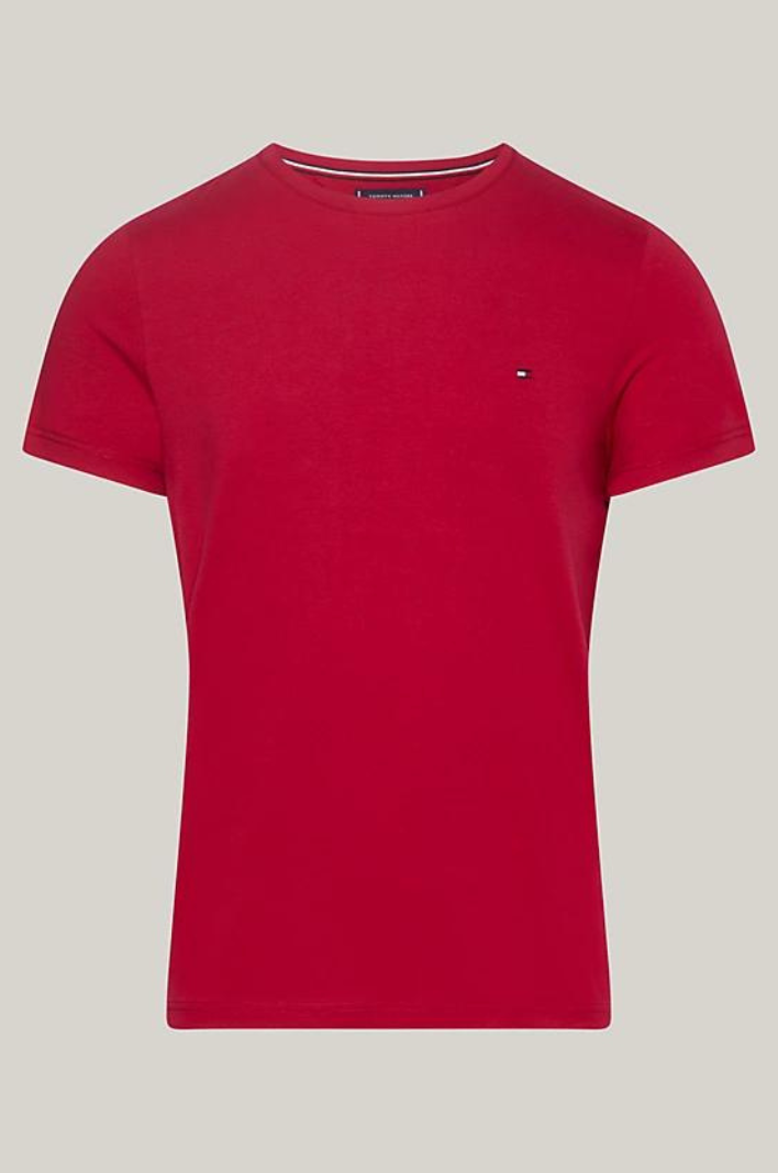 T-Shirt Tommy Hilfiger bordeaux en coton bio stretch