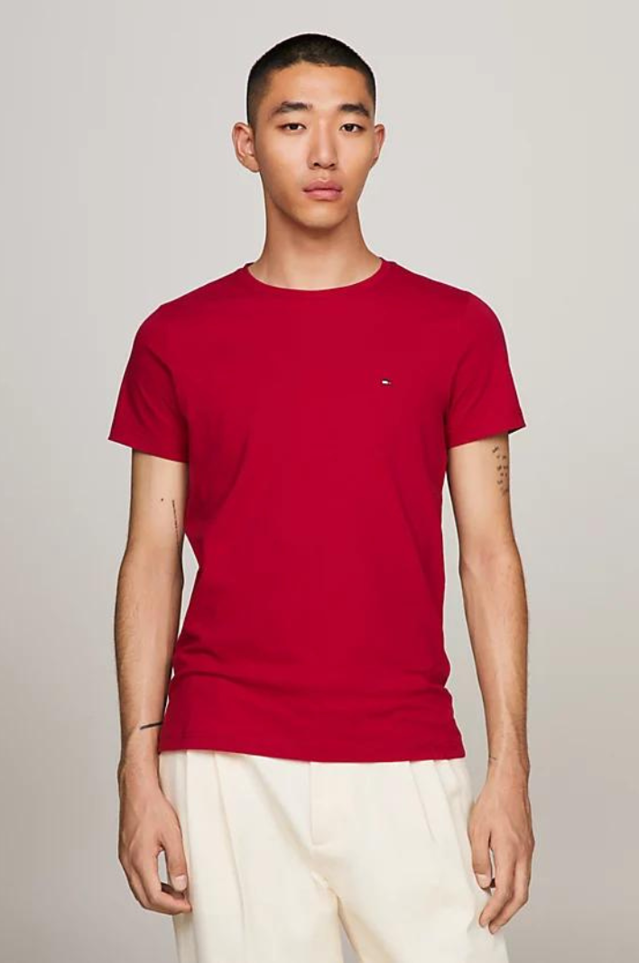 T-Shirt Tommy Hilfiger bordeaux en coton bio stretch