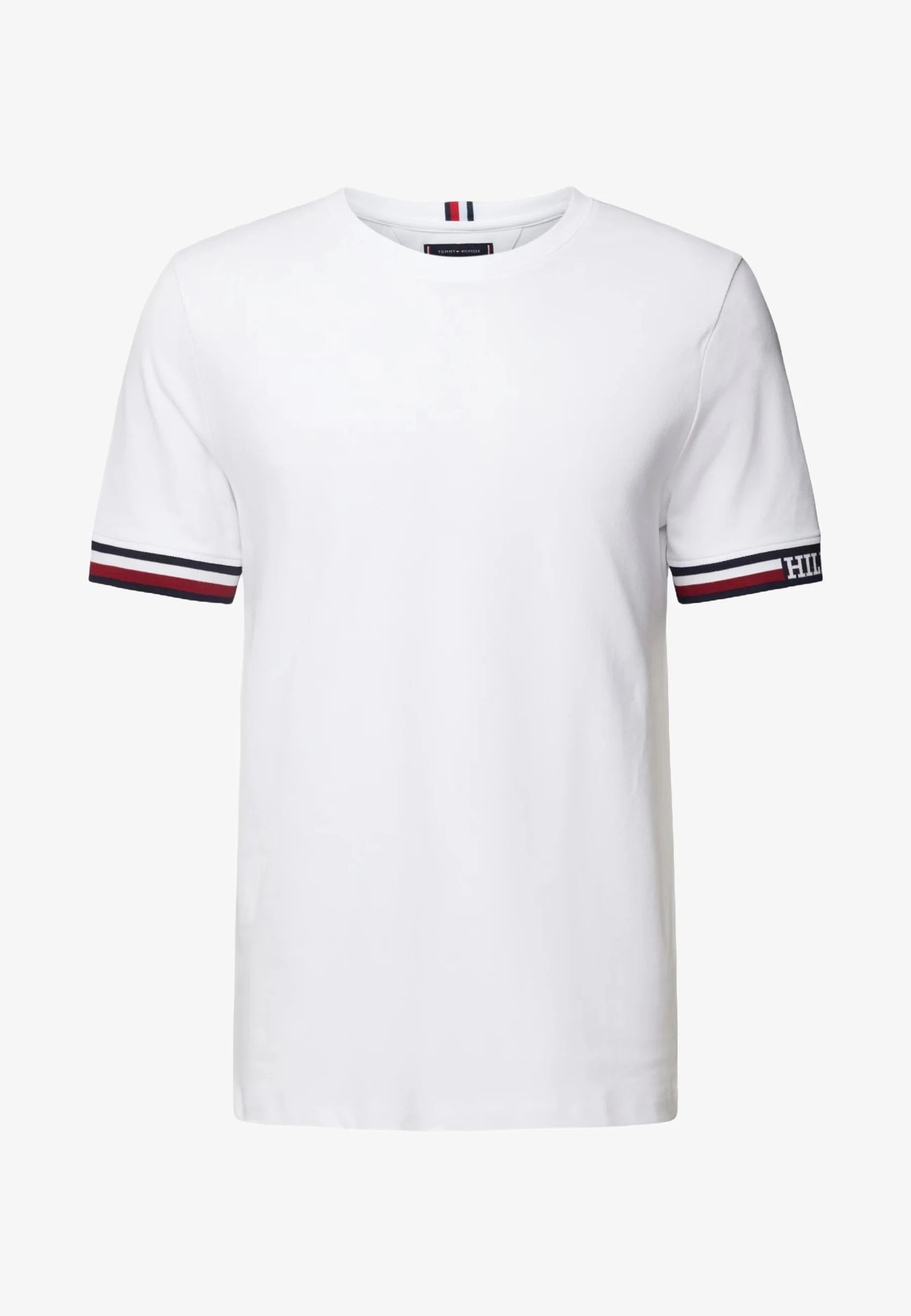 T-Shirt à liserés Tommy Hilfiger blanc en coton bio stretch | Georgespaul