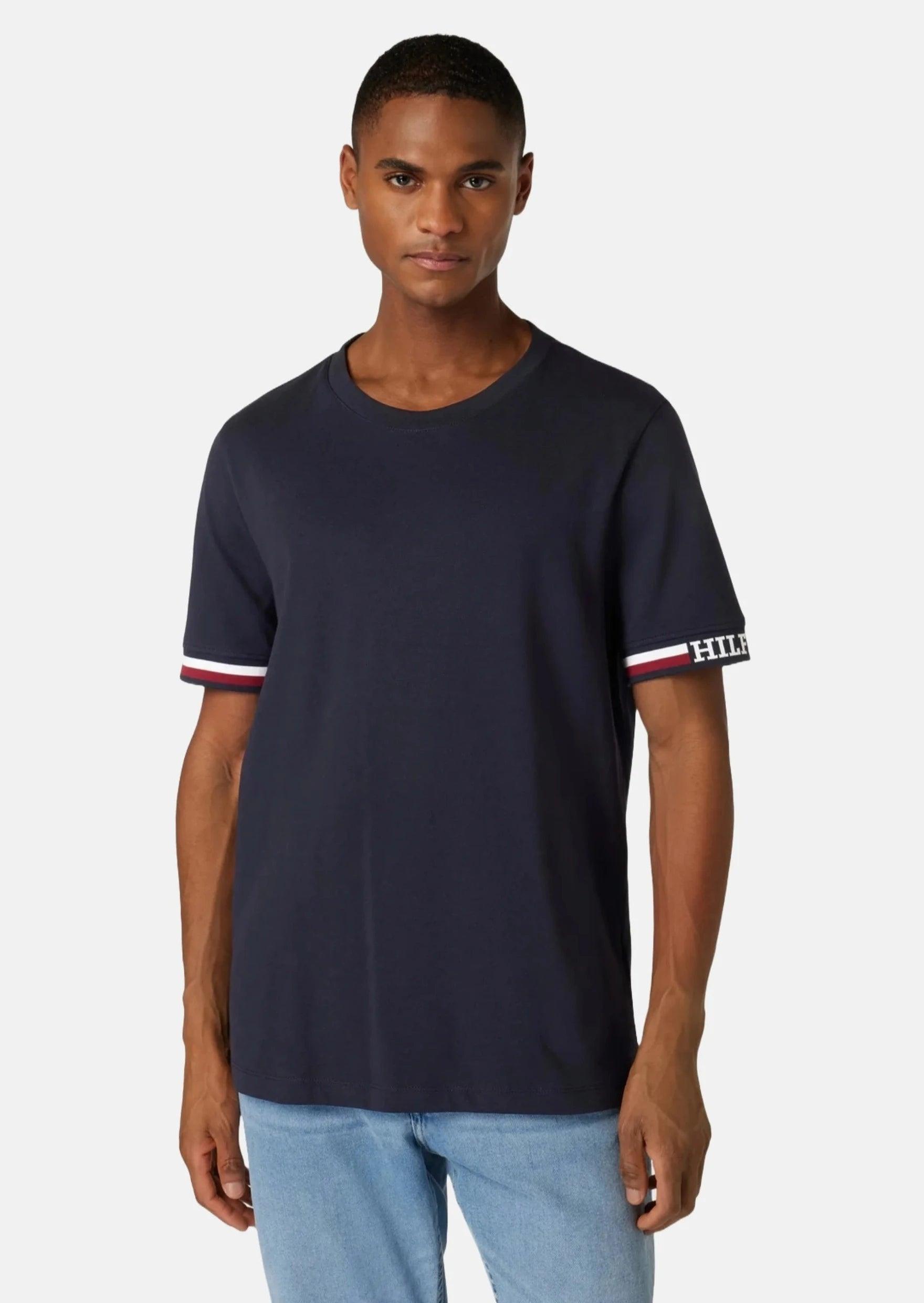 T-Shirt à liserés Tommy Hilfiger marine en coton bio - Georgespaul