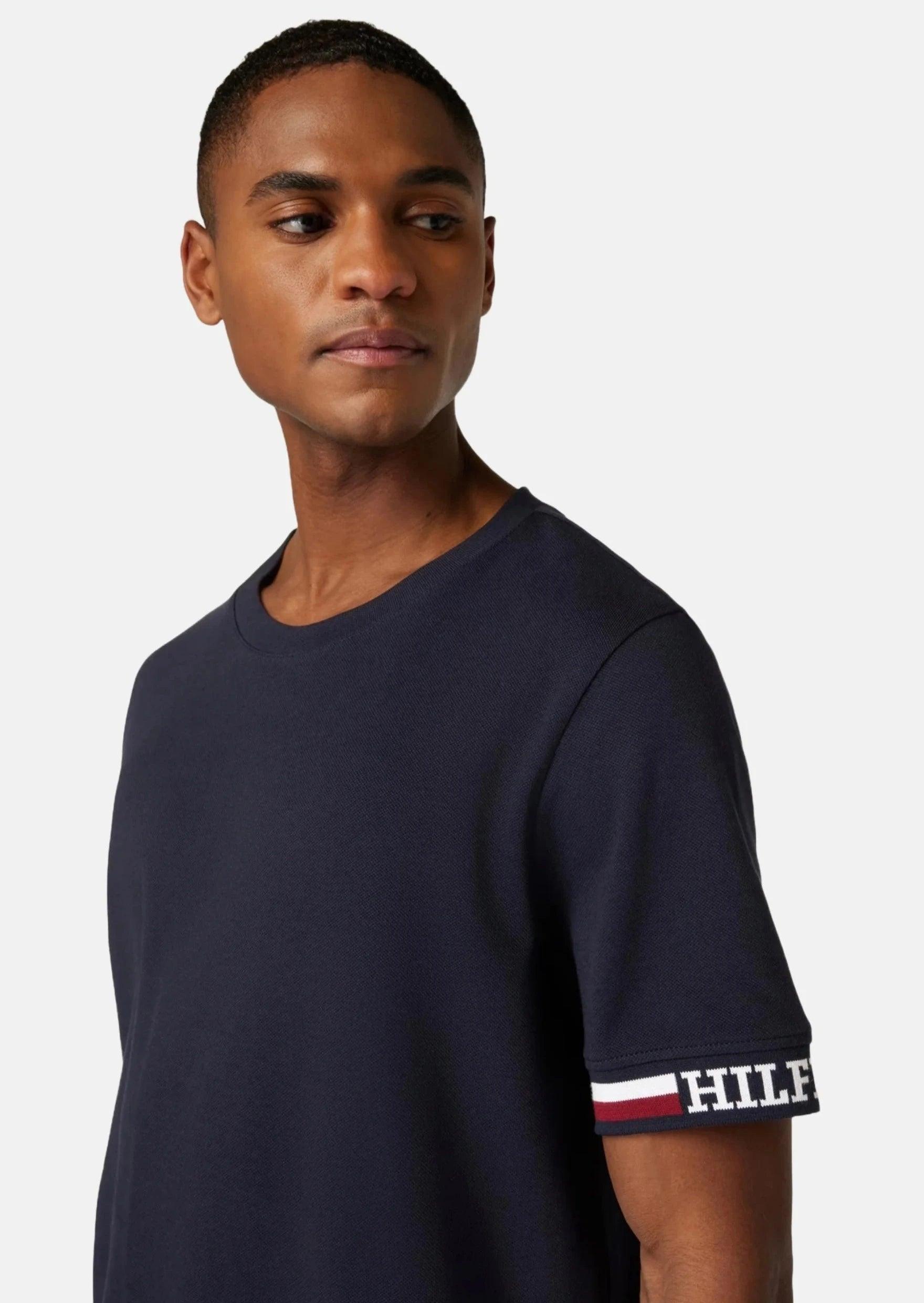 T-Shirt à liserés Tommy Hilfiger marine en coton bio - Georgespaul