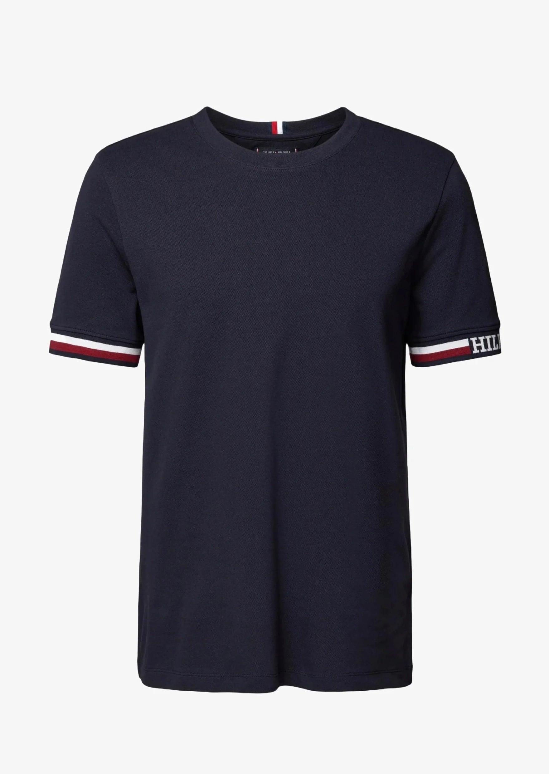 T-Shirt à liserés Tommy Hilfiger marine en coton bio - Georgespaul