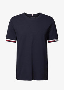 T-Shirt à liserés Tommy Hilfiger marine en coton bio stretch | Georgespaul