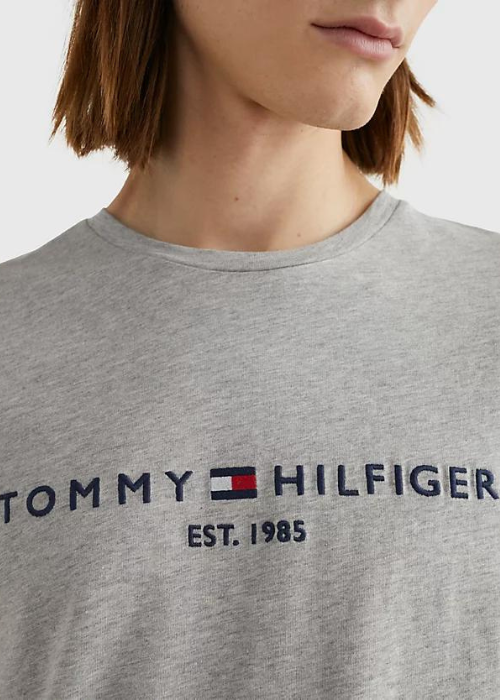 T-Shirt à logo Tommy Hilfiger gris coton bio