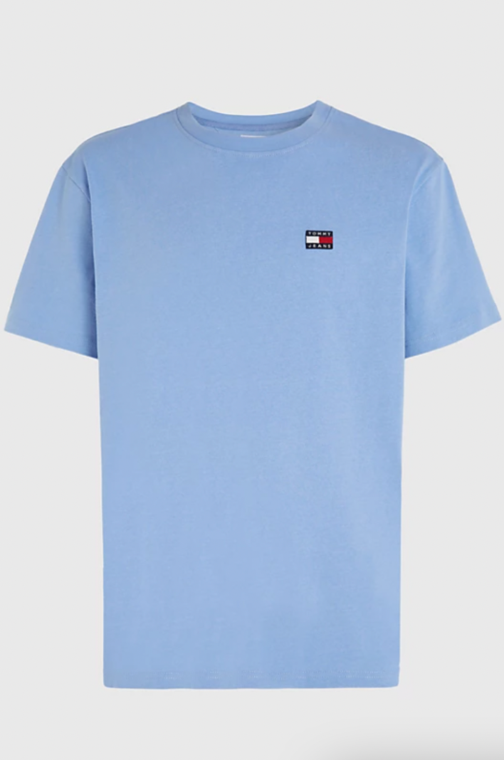 T-Shirt badge Tommy Jeans bleu clair en coton bio