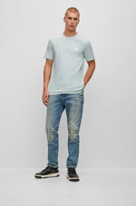 Charger l&#39;image dans la galerie, T-Shirt col rond homme BOSS bleu clair en coton | Georgespaul
