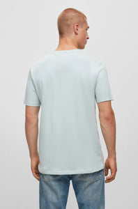 T-Shirt col rond homme BOSS bleu clair en coton | Georgespaul