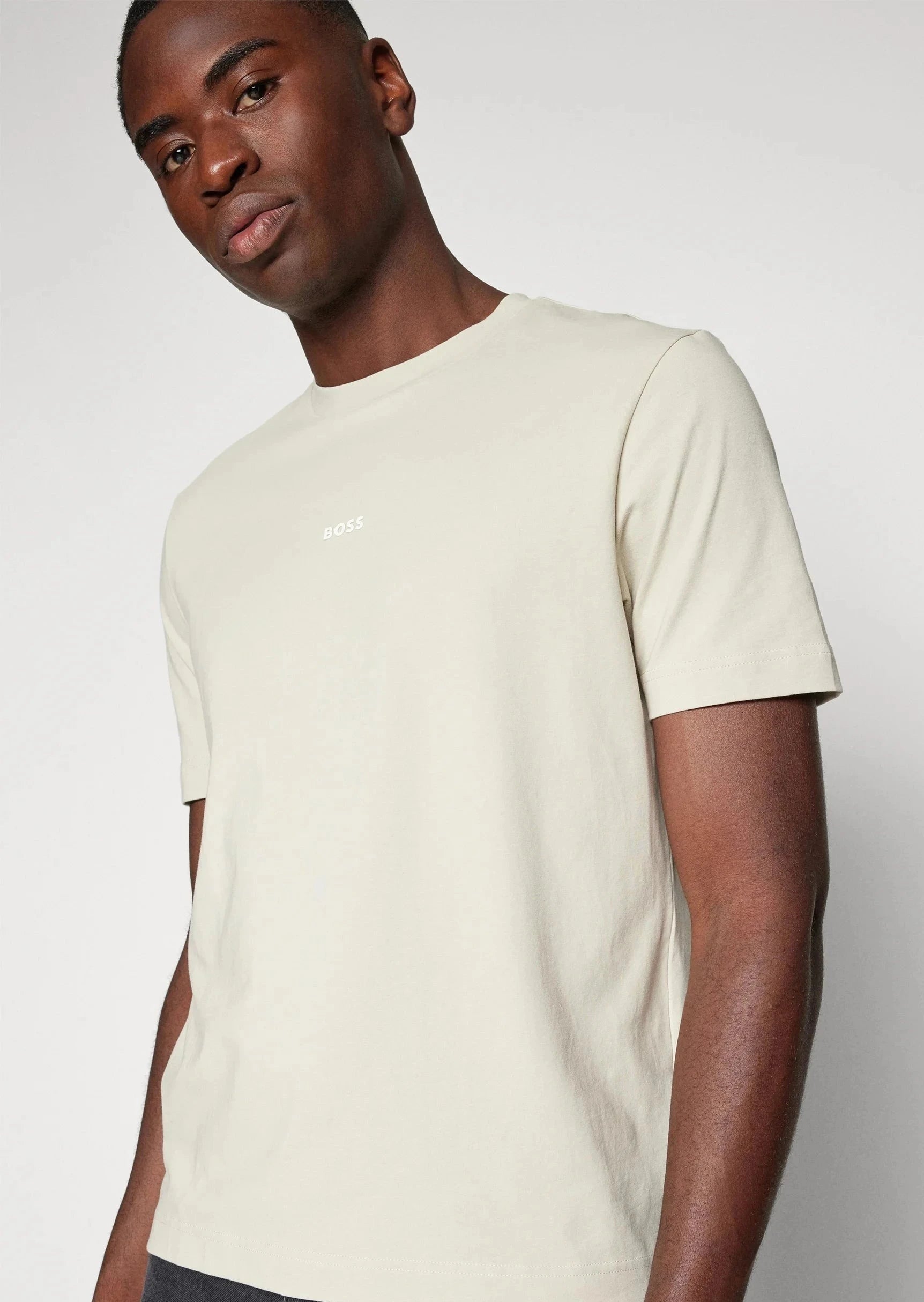 T-Shirt homme BOSS beige en coton stretch | Georgespaul