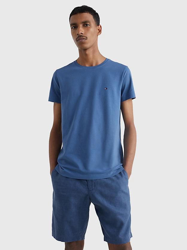 T-Shirt homme Tommy Hilfiger ajusté bleu coton bio I Georgespaul