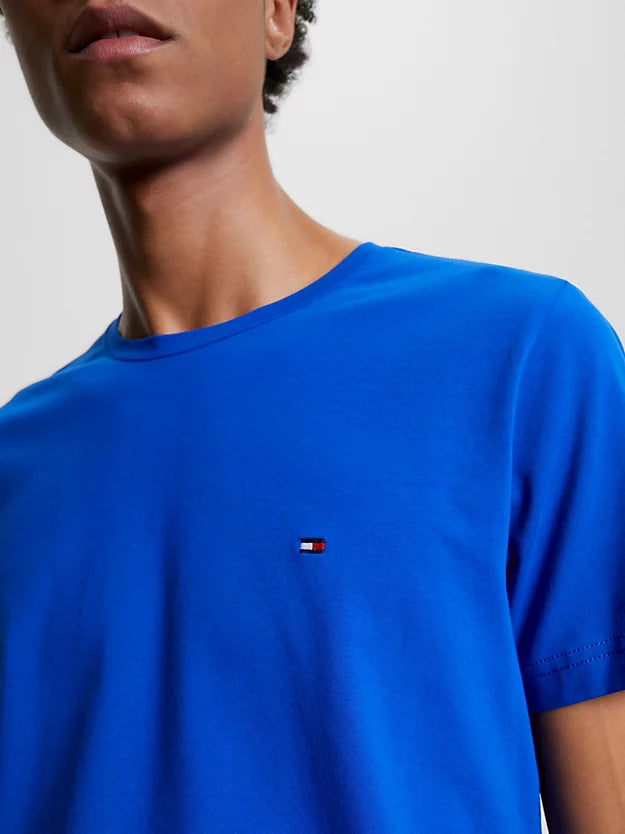 T-Shirt homme Tommy Hilfiger ajusté bleu en coton bio stretch I Georgespaul