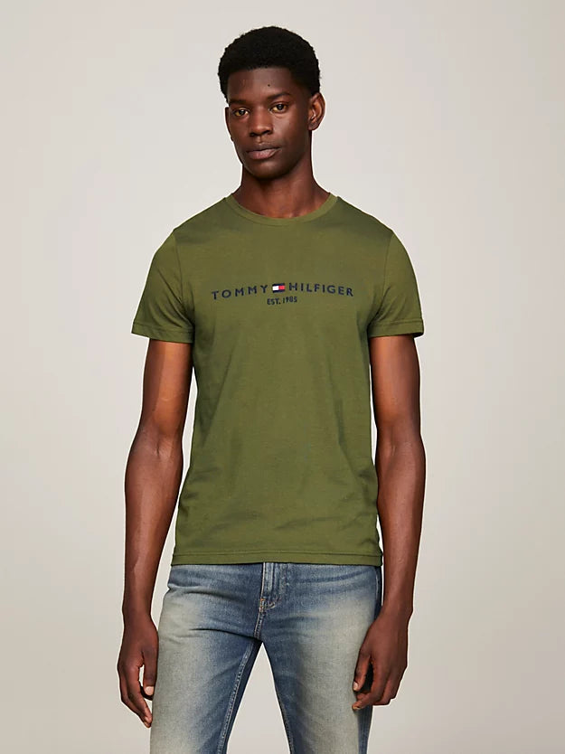 T Shirt homme Tommy Hilfiger vert en coton bio I Georgespaul