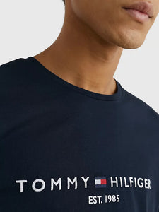 T-Shirt homme à logo Tommy Hilfiger marine en coton bio | Georgespaul