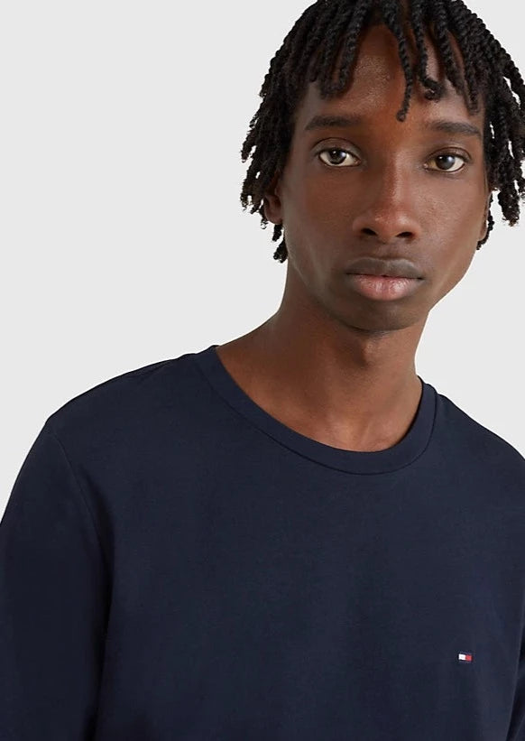 T-Shirt homme manches longues Tommy Hilfiger marine coton bio | Georgespaul