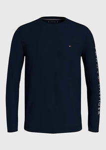 T-Shirt homme manches longues Tommy Hilfiger marine coton bio | Georgespaul