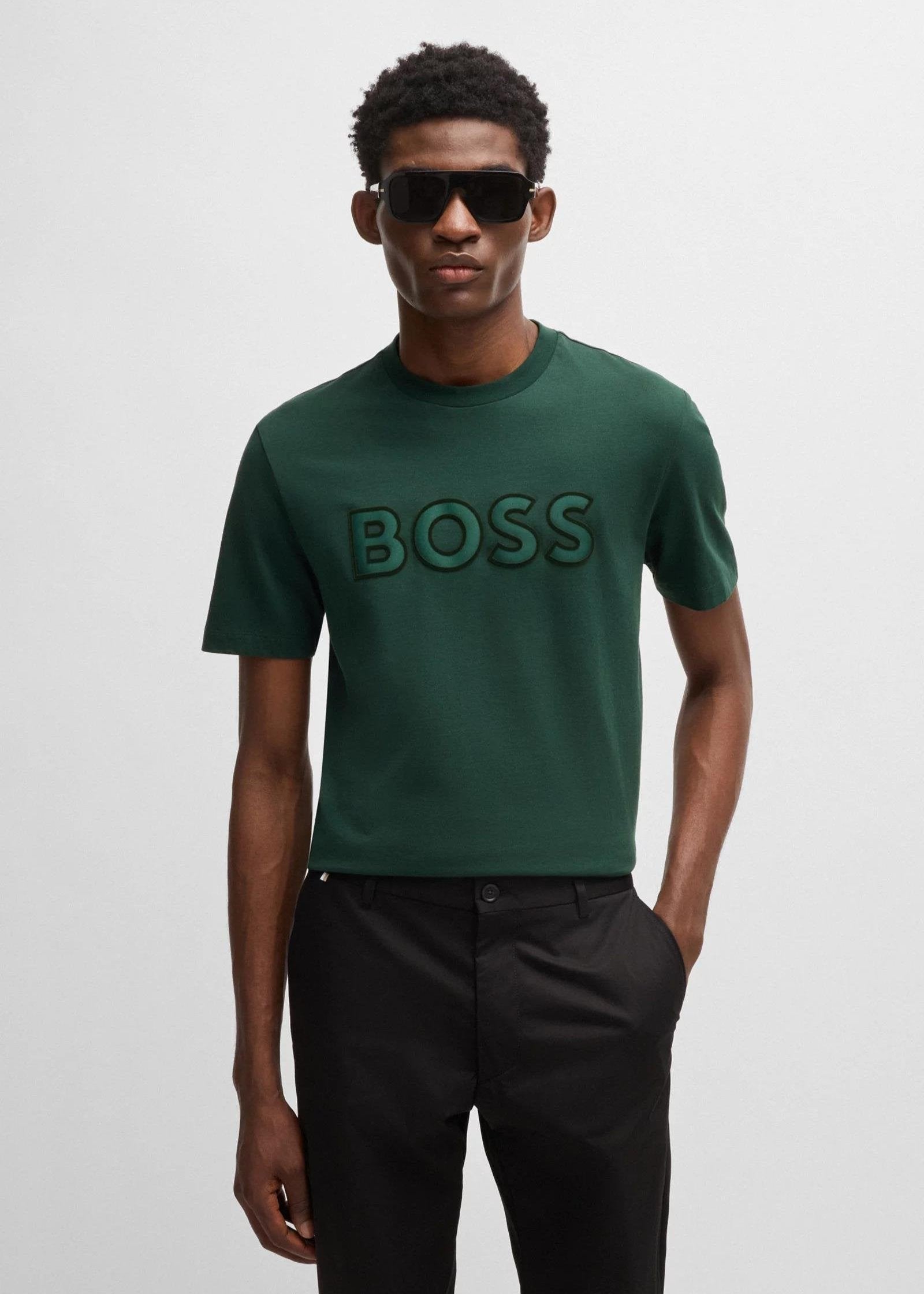 T-Shirt logo BOSS vert pour homme | Georgespaul