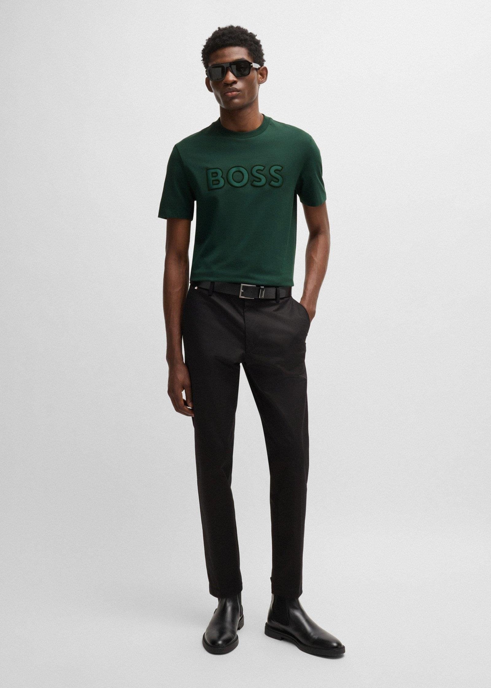 T-Shirt logo BOSS vert pour homme | Georgespaul