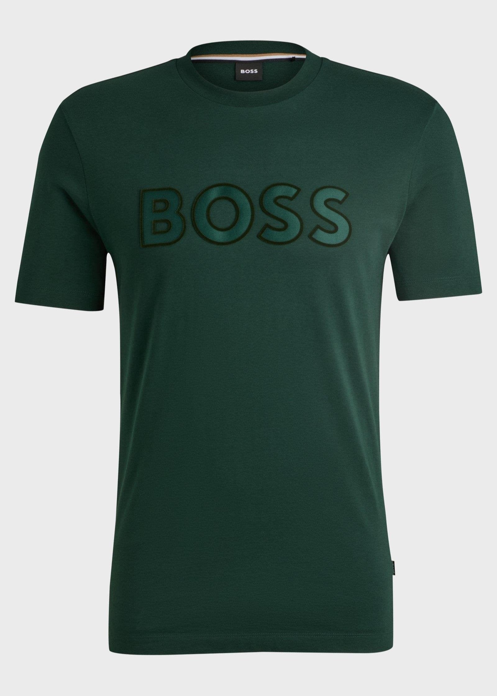 T-Shirt logo BOSS vert pour homme | Georgespaul