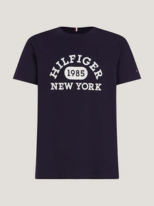 T-Shirt logo homme Tommy Hilfiger marine en coton bio | Georgespaul