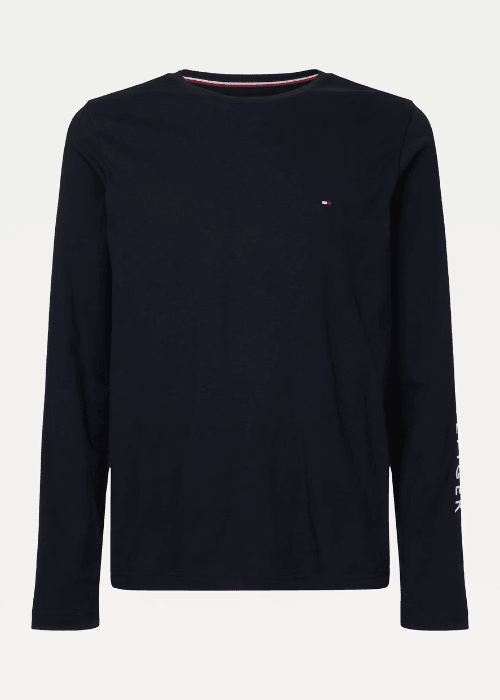 T-Shirt manches longues Tommy Hilfiger marine en coton bio - Georgespaul