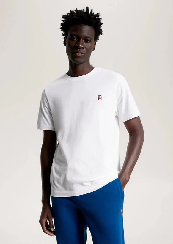 T-Shirt monogramme homme Tommy hilfiger blanc en coton bio | Georgespaul
