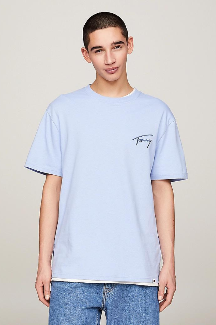 T-Shirt signature Tommy Jeans bleu