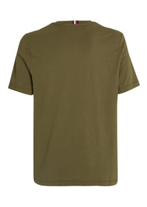 T-Shirt logo Tommy Hilfiger kaki en coton bio | Georgespaul